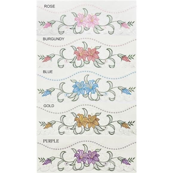 Lily Fragrance. 3pcs Multi-Color Embroidery Kitchen Cafe Curtain Set Swag - Picture 5 of 6
